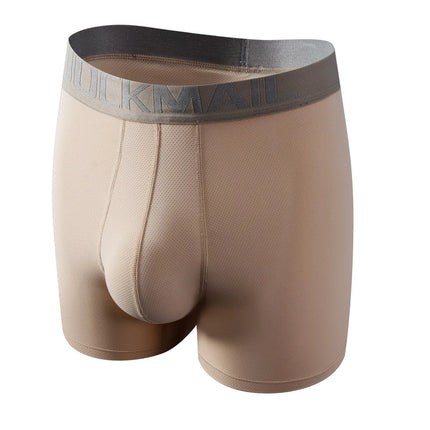 10 Color Jockmail Long Boxers Ice Silk 3D Hanging Mesh Bag U Convex Anti-drift Separation Sexy Ropa Interior Hombre Panties