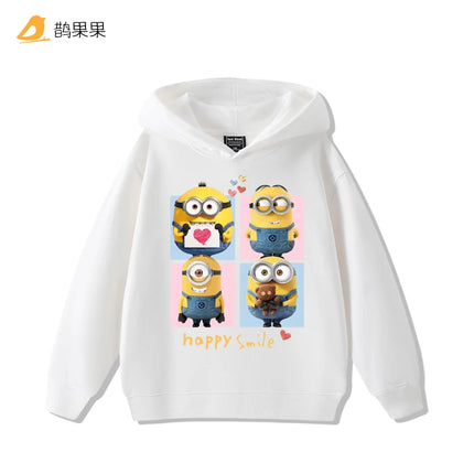 Children's cartoonMinions pattern printed hooded sweatshirt for boys and girls suitable for autumn andwinter a warm top for kids