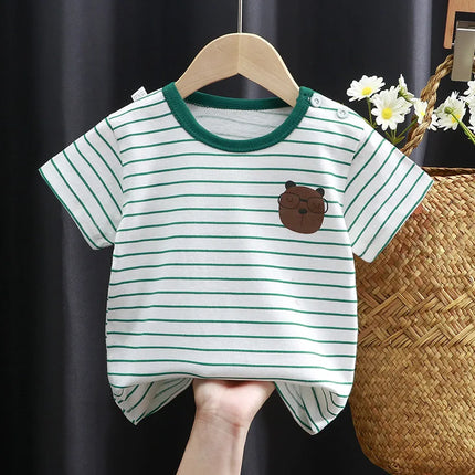2025 Cotton Children Top For Summer 0-4Y Baby Clothes Cartoon Bears Graphic T Shirts Boys Wear Tees Kids Girls Clothes Korean