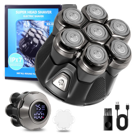 Solimpia Electric Shaver 6 Blade for Men Portable Magnetic Charging Bald Head Trimmer Multi-Functional Shaving Machine 2-pcs Set