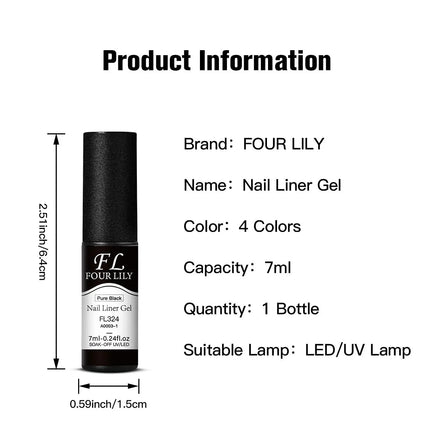 1/2pcs Nail Liner Gel Polish Kit Black White Gold Silver DIY Nail Supplies French Nails Design UV/LED Drawing Painting Gel Glue