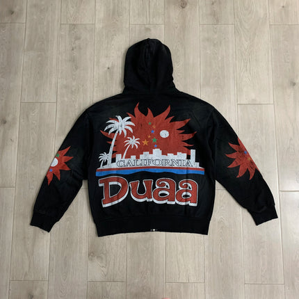 Streetwear Shinning Diamond Zipper Terry Hooded Hoodie for Men Oversized Contrast Color Cardigan Rhinestone Sweatshirt Jacket