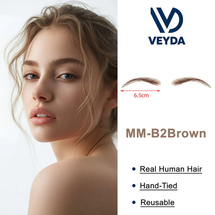 VEYDA Fake Eyebow Women Or Man Hair Brazilian Hair invisible Handmade 100% Human Hair Fake Eyebrows Hand Tied False Eyebrows