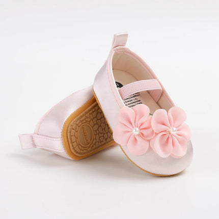 Baby girl shoes, princess children's shoes, soft soled anti slip pearl flower dress, children's shoes, first step 0-18M
