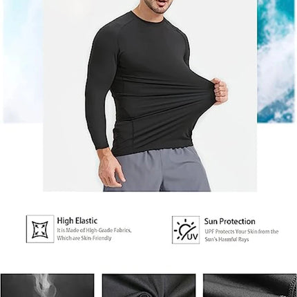 Spider Print Long Sleeve Compression Shirts for Men Gym Workout Rash Guard Undershirts Baselayers Athletic Quick Dry Tees Tops