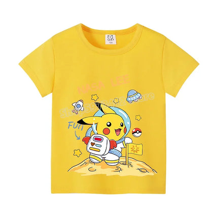 Pokemon Pikachu Boy Girl T Shirt Cute Cartoon Baby Clothes Squirtle Gengar T-Shirts Charmander Eevee Print Tees Kids Summer Tops