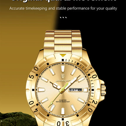 POEDAGAR Business Man Watch Waterproof Luminous Date Week Men Watch Sports Male Wristwatch Stainless Steel Men's Quartz Watches