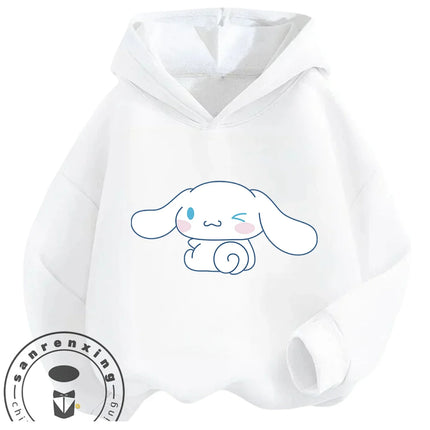 Street Fashion Cinnamoroll Hooded Sweatshirt Boys Girls 3-14Y Autumn Winter Cute Kawaii Cartoon Hot Outdoor Casual Lovely