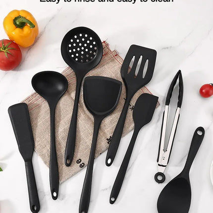 1/10PCS Food-Grade Silicone Kitchen Tools Set, Heat-Resistant Slotted Spoon for Non-Stick Cookware & Hot Pot, Multi-Use Strainer