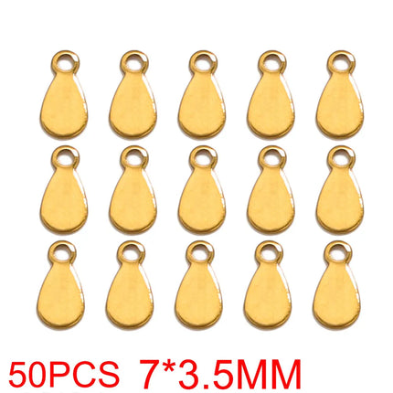 50pcs Stainless Steel Small Heart Charms for Jewelry Making Necklace Bracelet Extend Chain Tail Tag Supplies Material Wholesale