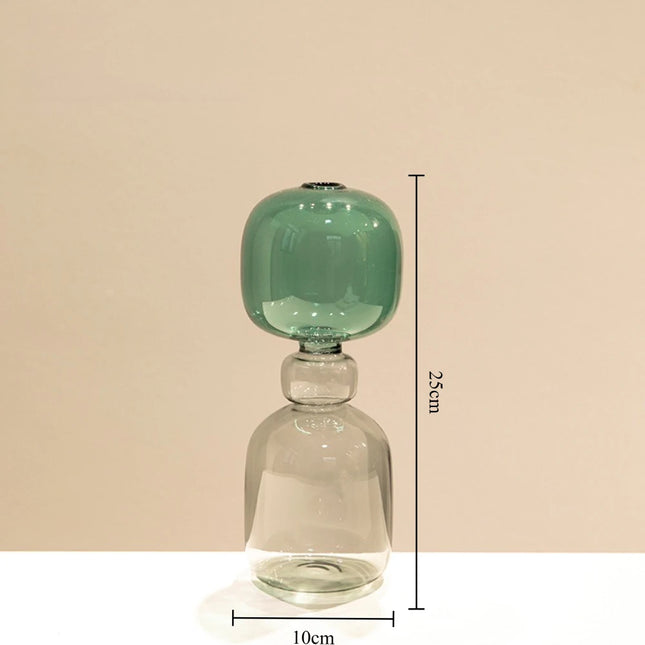 Minimalist Colored Glass Creative Double-layer Glass Transparent Vase Desktop Soft Decoration Hydroponics Vase Home Decoration