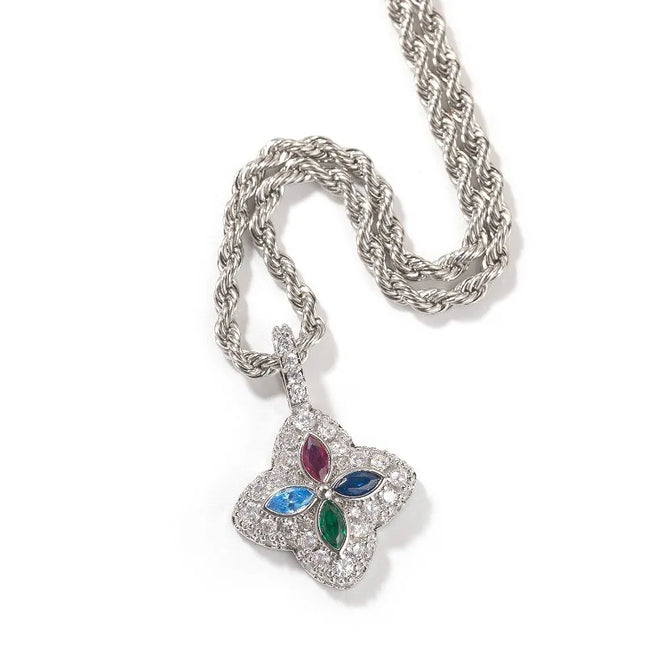Colorful Flower Zircon Necklace Multi-Color Zirconia Necklace Floral Inifinity Chain Rope Chain Jewelry Jewelry For Women Gifts