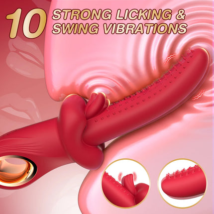3 in 1 Tongue Vibrator G Spot Vibrator with 10 Swinging & Vibration Modes Female Sex Toys Thrusting Vibrator Couples Sex Toy