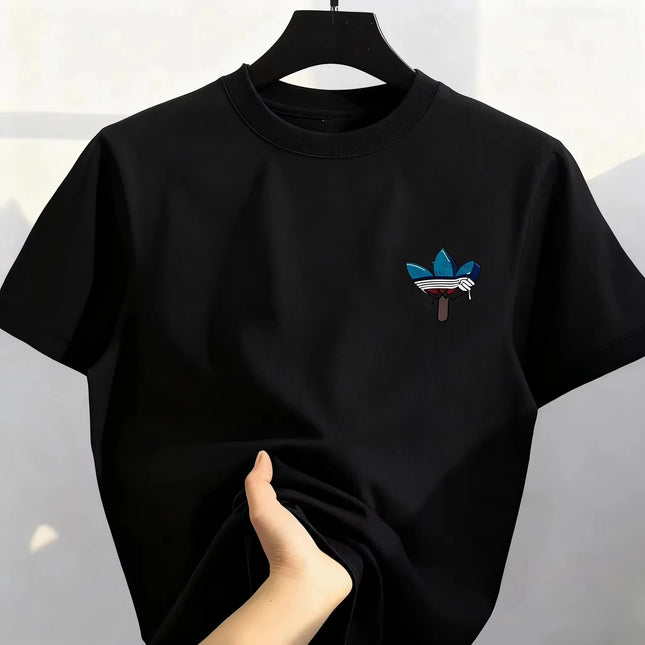 2026 New Best-selling Korean Street Pure Cotton Cartoon Printed Round Co Mfortable and Loose Men's and Women's T-shirts Tops