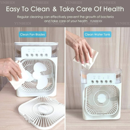 Three-in-one Fan Air Conditioner LED Light Portable Humidifier Air Conditioner Fan 3/100 Speed Outdoor Travel Spray Ice-cold Fan