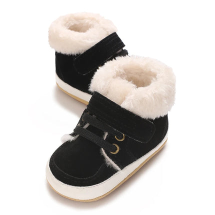 HAIZHIW 0-18M NEW Winter Baby Boys Girls High Tops Sneakers Rubber Anti-Slip Sole Fleece for Warmth Infant Newborn Shoes