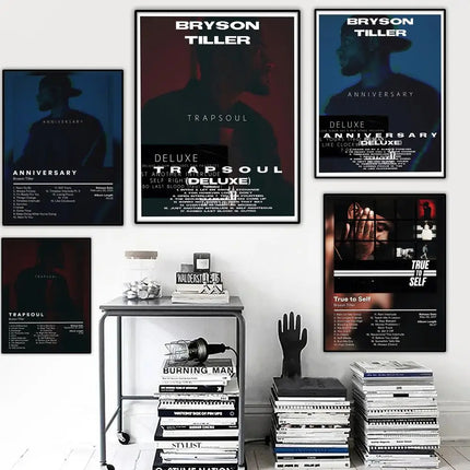 B-Bryson Tiller Rapper Album Painting Calligraphy Canvas Poster Hallway Bedroom Living Room Home Bar Decoration Interior Wall