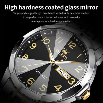OLEVS Original Waterproof Men's Watches Digital Mirror Quartz Watch for Man Luminous Stainless Steel Wristwatch Male Date Week