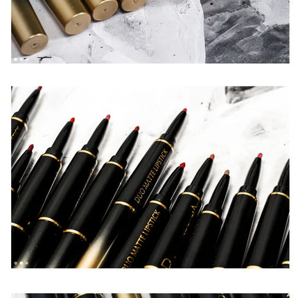 Double Ended Lip Liner and Lipstick 2 in 1, Waterproof Matte Long Lasting Smooth Lip Pen, Nude Lip Makeup for Women