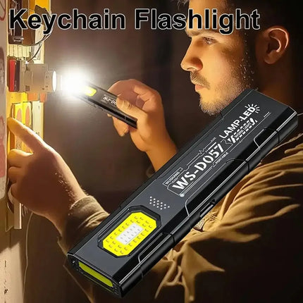 Powerful Mini COB Keychain Flashlight 5 Modes Rechargeable Hanging Work Light Waterproof Keyring Camping Walking Pocket Lamp