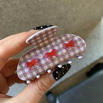 Cute Bow Hair Clip for Women Girls Acetate Rhinestone Fruits Floral Hairpin Pearl Hair Claws Shark Clip Trendy Hair Accessories