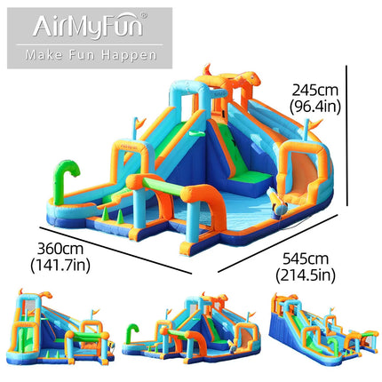 AMF Children's Inflatable Water Slide Mini Bounce House Home Inflatable Slide Playing Water Inflatable Castle Indoor Wave Pool