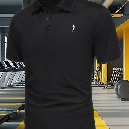 New men's short-sleeve summer polo shirt with a button-down collar, quick-drying and breathable, casual and sporty T-shirt,