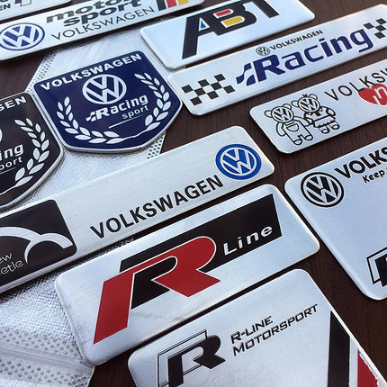 Volkswagen Series Aluminum Badge Car Body Stickers Decals For VW GTI Polo Golf Passat Tiguan Arteon Touareg Taigo Caddy Jetta CC