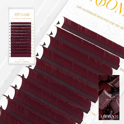 ABONNIE Wine Red Color Eyelash Extension Premium Cashmere Burgundy Lashes Individual Mink False Eyelashes
