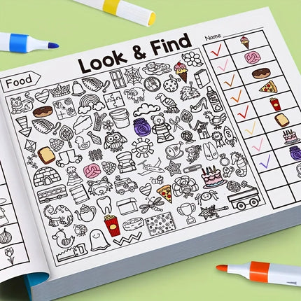 Children's Search for Items Game,Fun Coloring Book, Look & Find Shape Game Enhance Visual Perception, Focus and Attention