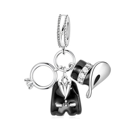Hot Sale 925 Sterling Silver Cute Panda Beads & Penguin Dangle Charm Fit Snake Bracelet Boutique Necklace Black Pendant Gift