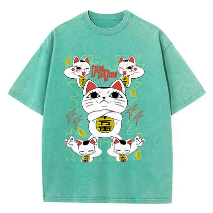 Cotton Washed Dandadan Okarun T-shirt Men Japanese Anime T Shirt Cartoon High Quality Tshirt Aesthetic Fashion Tee Male