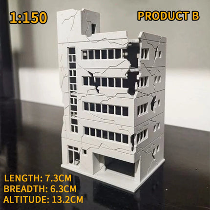1:150 1:100 N Scale Battle Damaged Building Assembly Model Toys Military Scene Layout Materials Diorama Kits 1Pcs