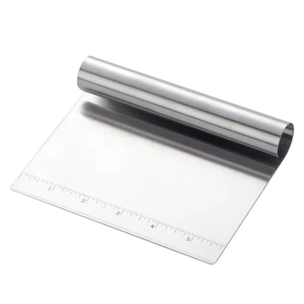 Stainless Steel Pastry Dough Cutter Manual Operation Ergonomic Handle Pizza Scraper Clear Markings Comfortable Grip Cake Divider