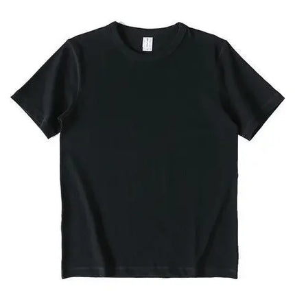 2023 Summer Japanese Heavy Cotton T-shirt Men's Brushed Round Neck Thick Cotton Short-sleeved Khaki T-shirt