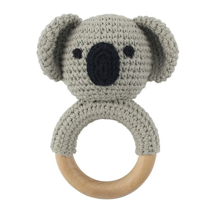 1Pc Baby Rattle Wooden Teether Music Ring Crochet Animal Otter Music Rattles Soother Bracelet Toddler Toys Baby Teething Gifts