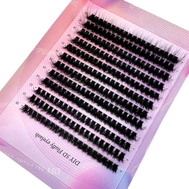DIY5D Fluffy Lash Clusters 100D Thick Eyelash Clusters CC Curl Wispy Individual Lashes 10-20mm Cluster Eyelash Extensions 240pcs