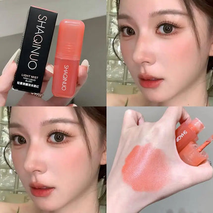 Peach Pink Blush Liquid Moisturizing Smooth Long Lasting Non Fading Facial Contouring Brightening Essential Natural Makeup