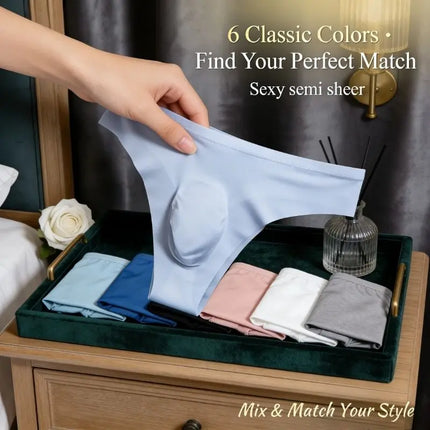 Men's Ultra-Thin Ice Silk Nylon Thong Sexy Seamless G-String Intimate Date Night Underwear Breathable T-Back Plus Size S-6XL