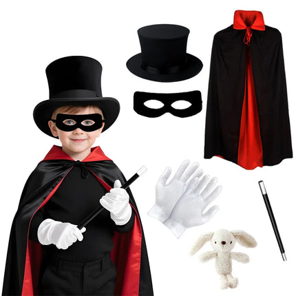 Magic Kit Magician Costume Beginner Magic Tricks Learning Set Educational Toys for Children Christmas Birthday Gifts