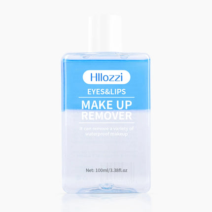 Hllozzi 100ml lip and eye makeup remover mild and non-irritating quickly removes makeup, deep cleansing water-oil makeup remover