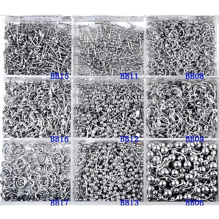 45/90PCS Stainless Steel Body Piercing Jewelry Nose Ring Tongue Bars Navel Eyebrow Lip Labret Piercing Jewelry Horseshoe Rings