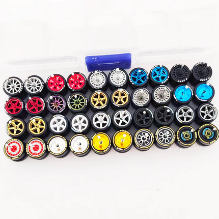 20 Sets 1/64 Wheels Rubber Tires Diameter 9.8mm 11mm 14mm 17mm for Matchbox/Domeka/HW 1:64 Diecast Alloy Car Models