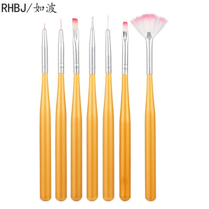7Pcs/Set Nylon Hair UV Gel Acrylic Nail Art Builder Brush Pen Drawing Pens For Nail Design Nail Supplies For Professionals