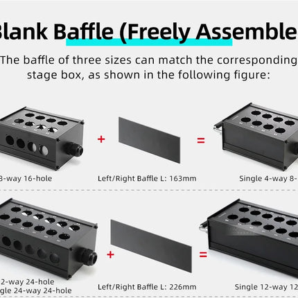 Multi-channel Al alloy Cable Blank Cable Box 16/24/32 Channels for Stage Mobile Audio XLR Male Female Audio Signal Cablebox hole
