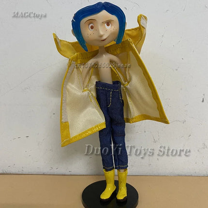 NECA Anime Coraline Doll Articulated Anime Figure Raincoat Sweater In Striped Shirt Toy LA Girl Decoration Model Bithday Gifts