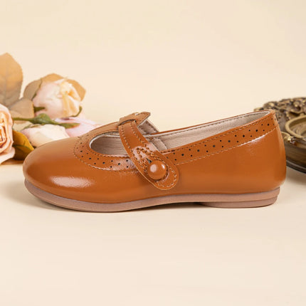 Toddler Little Kid Girls Mary Jane Flats Comfortable Perforated Leather Strap Casual Dress Shoes Versatile Party School Shoes