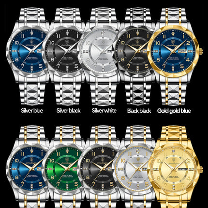 POEDAGAR Luxury Business Men's Wristwatch Stainless Steel Date Week Man Watch Waterproof Luminous Fashion Quartz Watches For Men