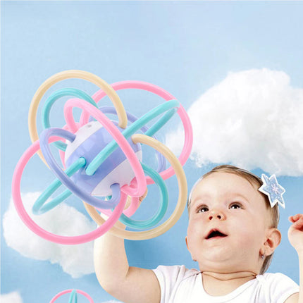 Baby Manhattan Grab Ball Sensory Teether And Rattle Toy Infant Bed Rattle Ball 0-3 Year Toddlers Soft Teether Silicone Ball Toy