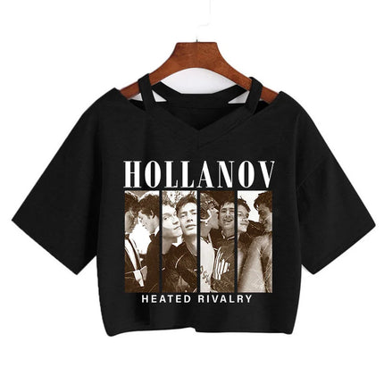 Hot Heated Rivalry Print Cropped T Shirt Women Sexy Graphic CropTops Gothic Vintage T-Shirt Fashion Y2k Streetwear Clothing